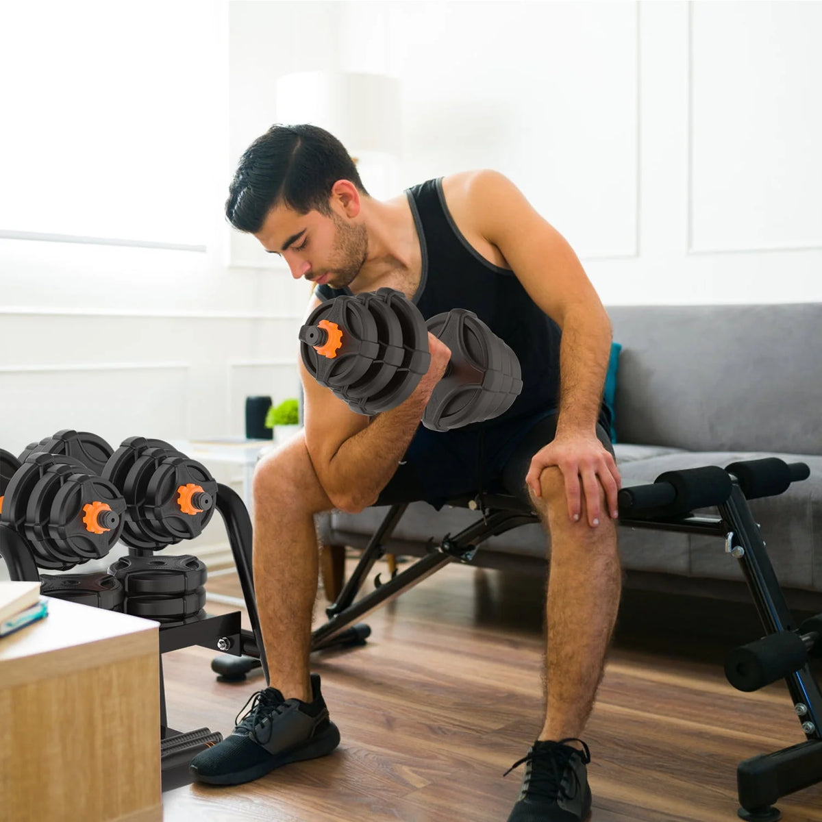Adjustable Weight Dumbbell Set with Connector J97959