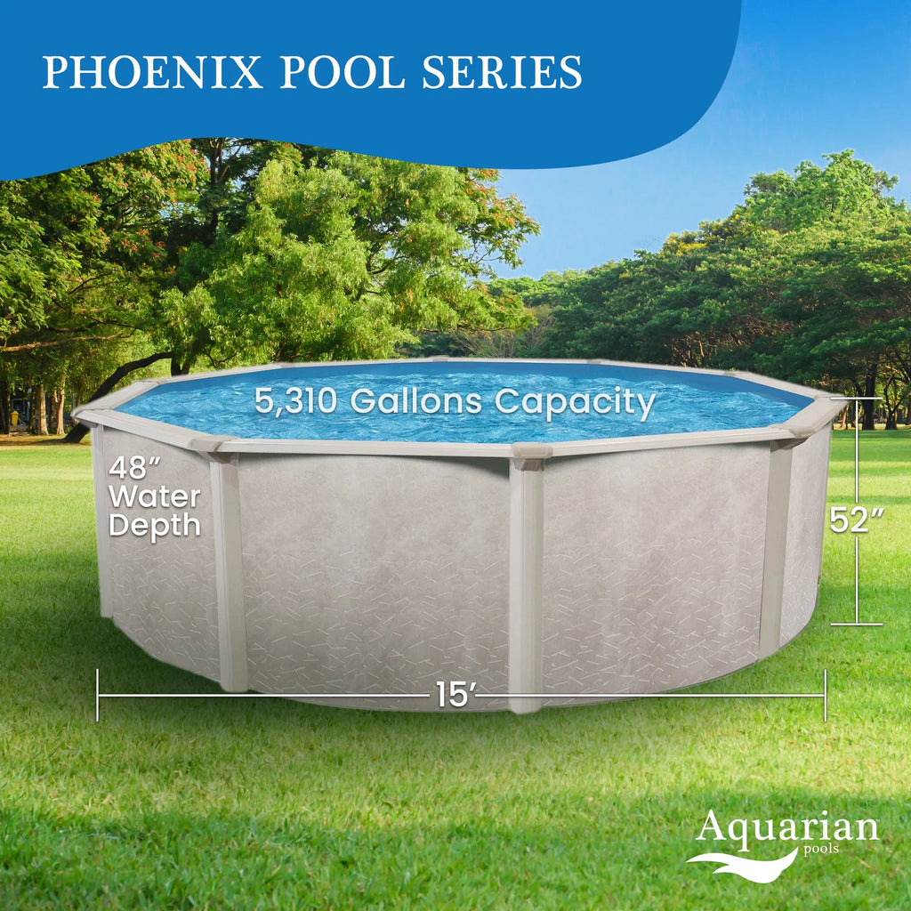 15 Foot x 52 Inch Steel Frame Above Ground Swimming Pool F20165