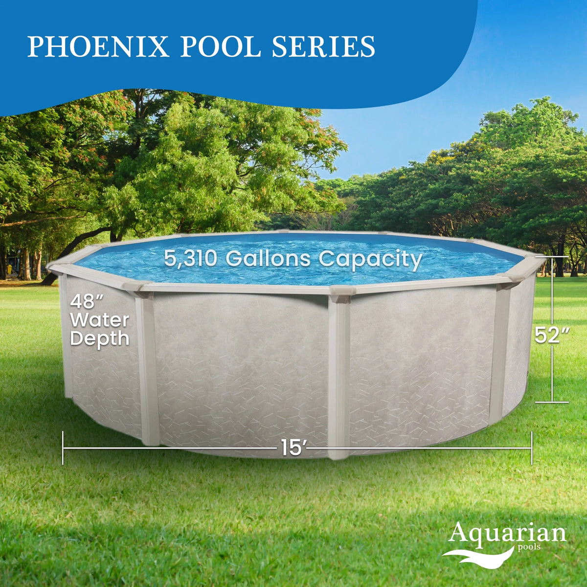 15 Foot x 52 Inch Steel Frame Above Ground Swimming Pool F20165