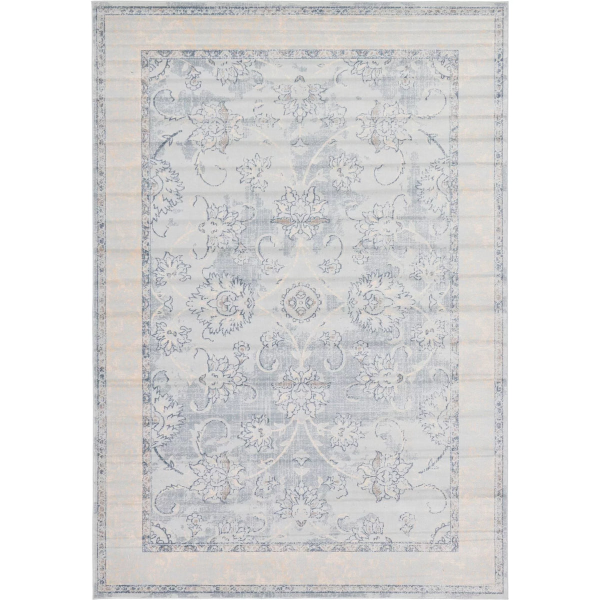 Light Blue Beige 7' 1 x 10' Rectangle Traditional Rug R7570