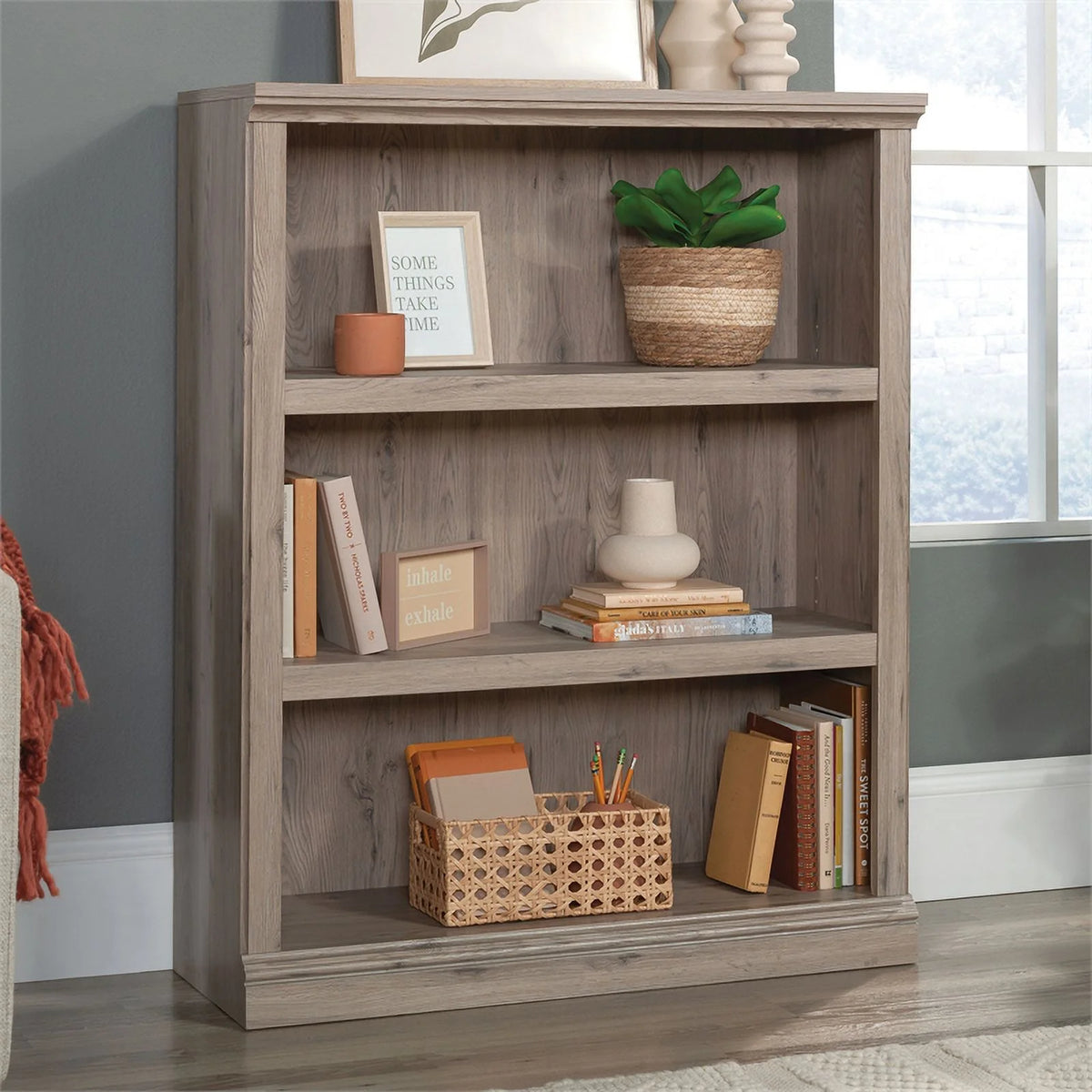 Contemporary Engineered Wood 3-Shelf Bookcase X88610