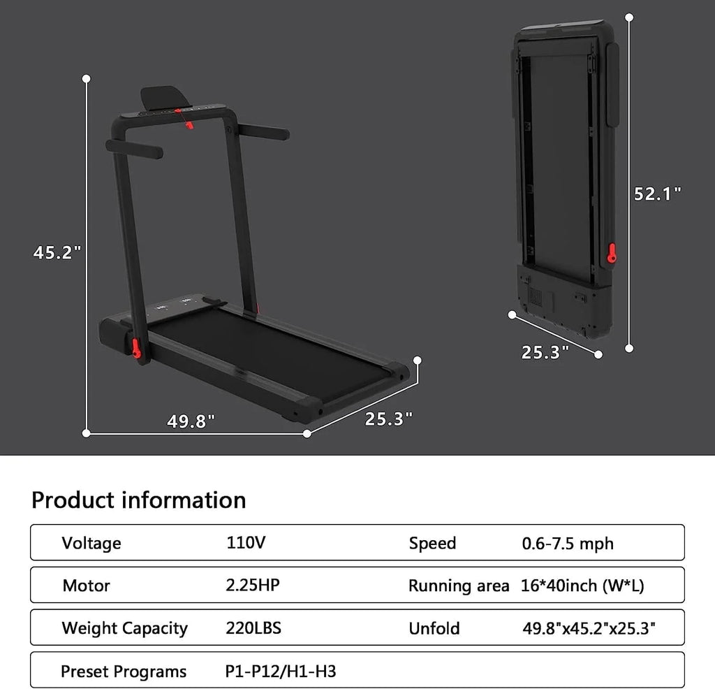 2 in 1 Folding Portable Under Desk Treadmill F623