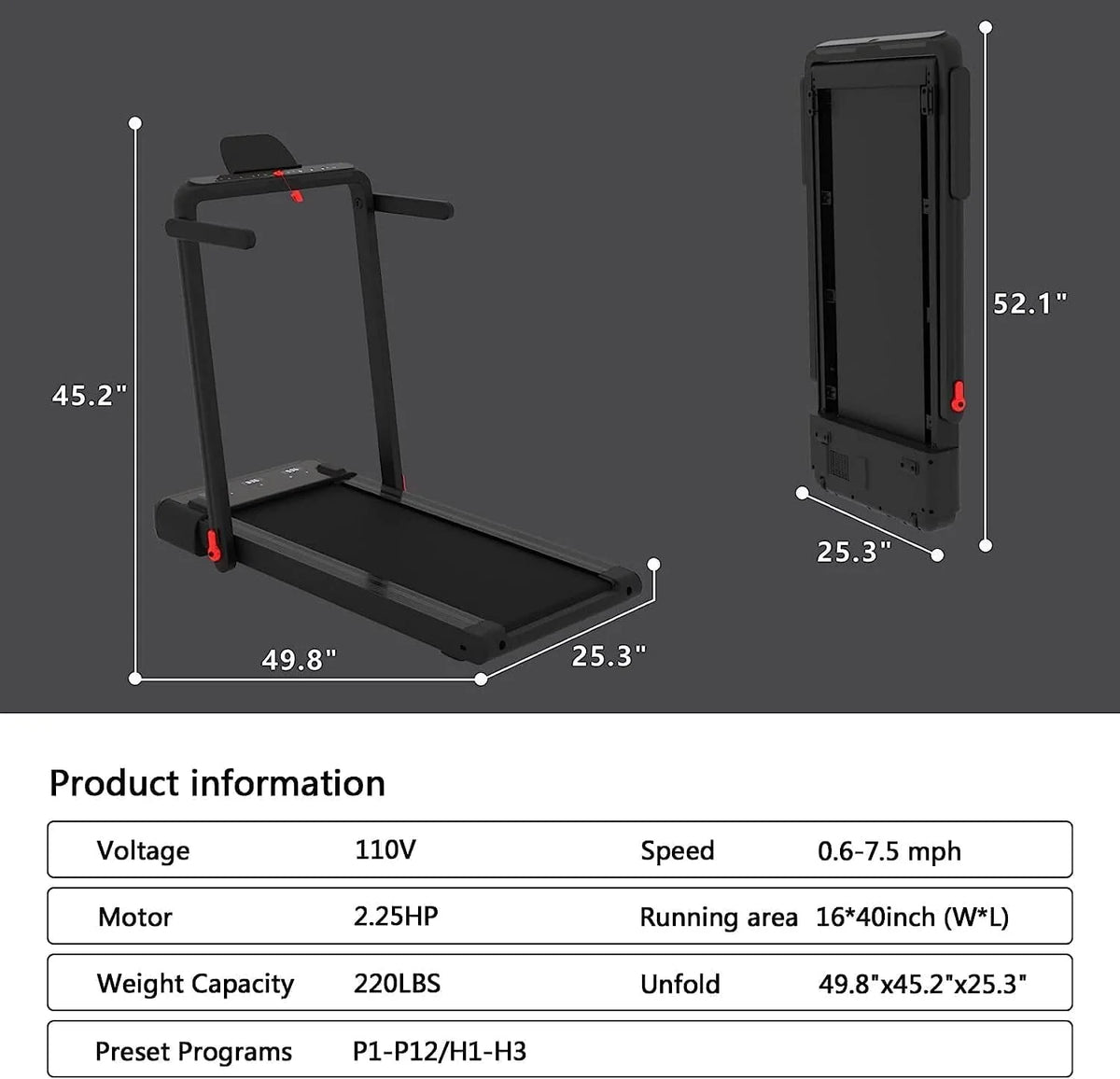 2 in 1 Folding Portable Under Desk Treadmill F623