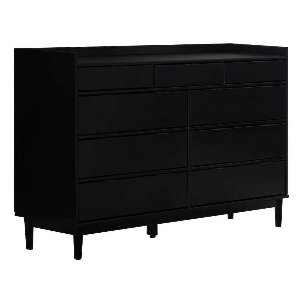 60" Black 9 Drawer Solid Wood Dresser L562