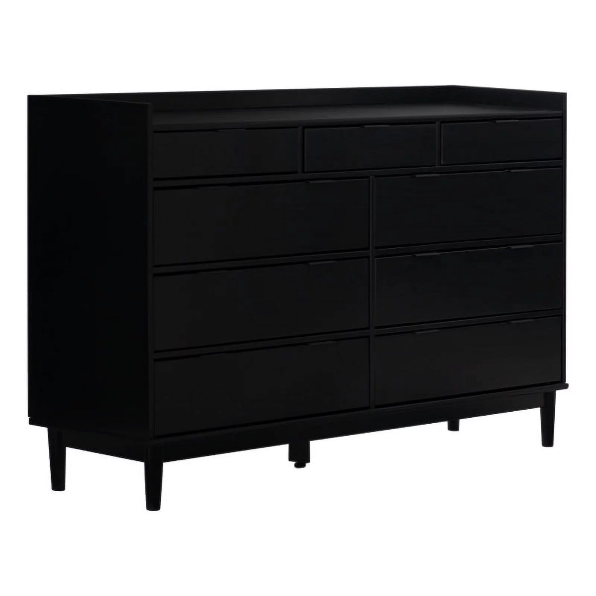 60" Black 9 Drawer Solid Wood Dresser L562
