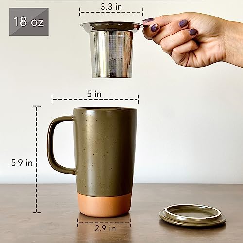 18 oz Ceramic Tea Mug with Infuser and Lid T2925