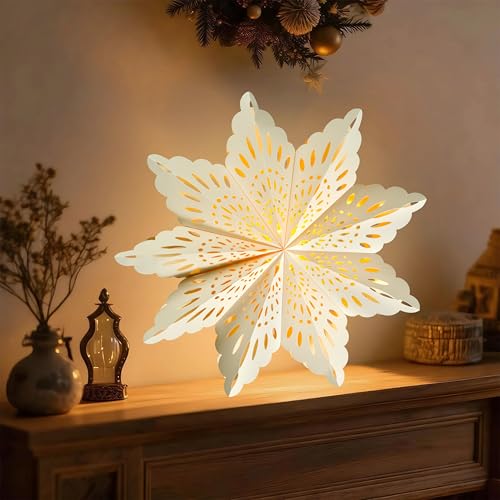 18Pcs 3D Paper Snowflake Lanterns with LED Lights M6706