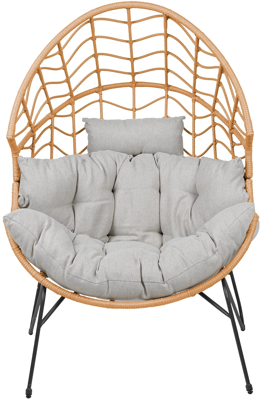 Oversized Wicker Egg Chair with Stand and Cushion D2135