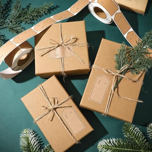 600 Pcs Natural Brown Kraft to and from Gift Tag Stickers J254