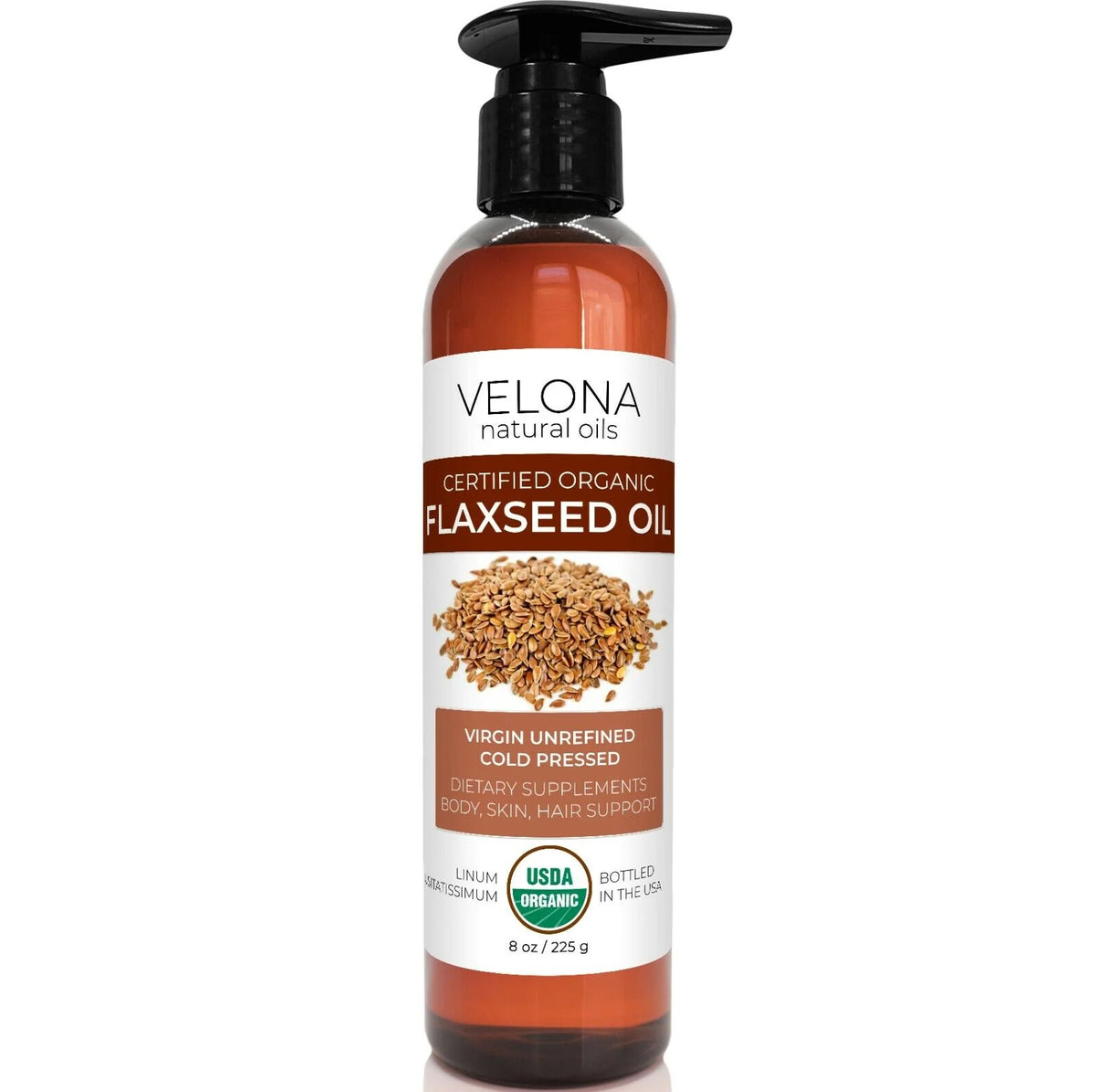 Flax Seed Oil 8 Oz Unrefined Organic Cold Pressed N8112