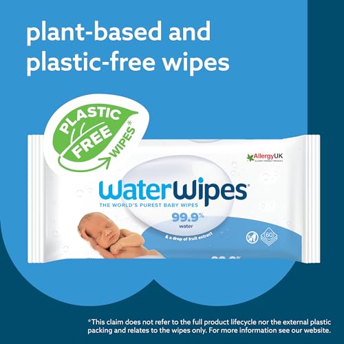 Plastic-Free Unscented Baby Wipes, 60 Count (Pack of 12) A101
