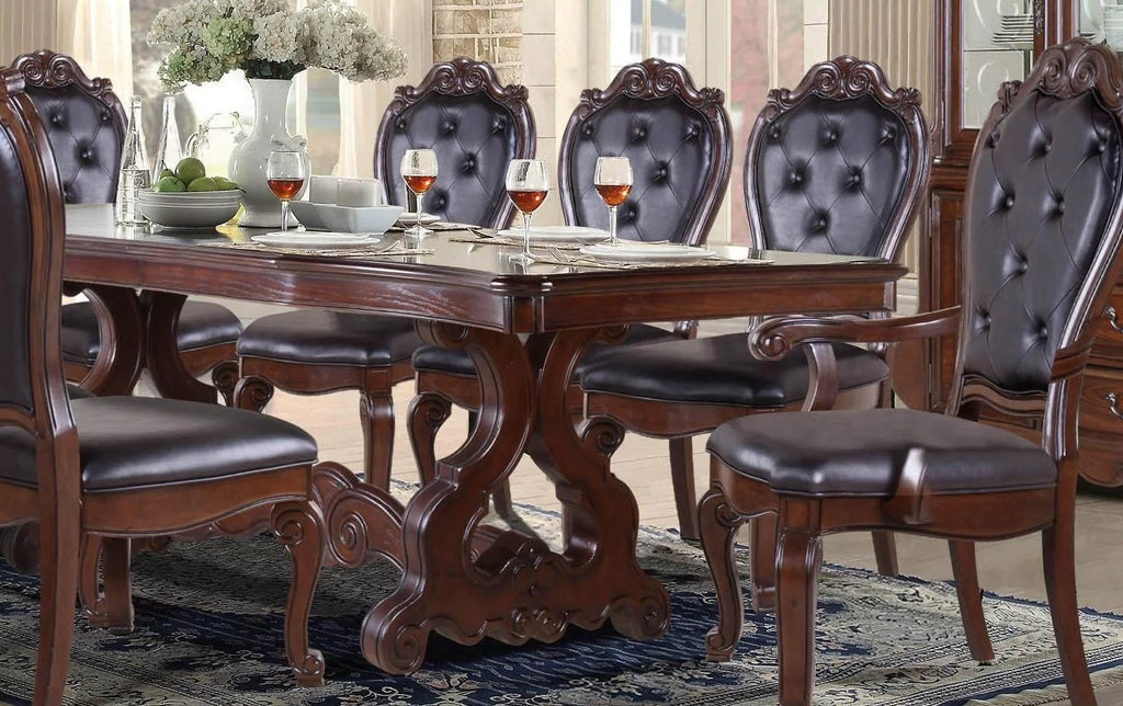 Carved Wood Double Pedestal Dining Table W71179