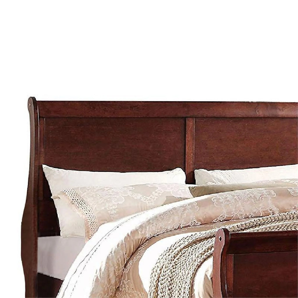 Brown Wood Queen Sleigh Bed T610