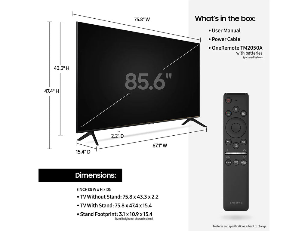 86 Class Crystal UHD LED Smart TV J48289