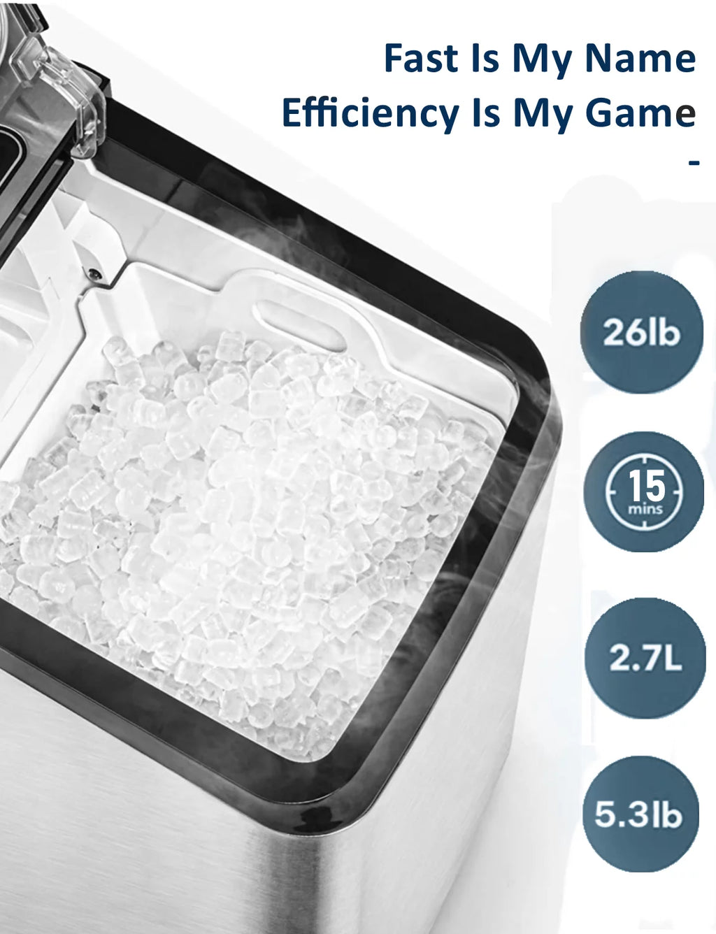 Countertop Stainless Steel Nugget Ice Maker M3924