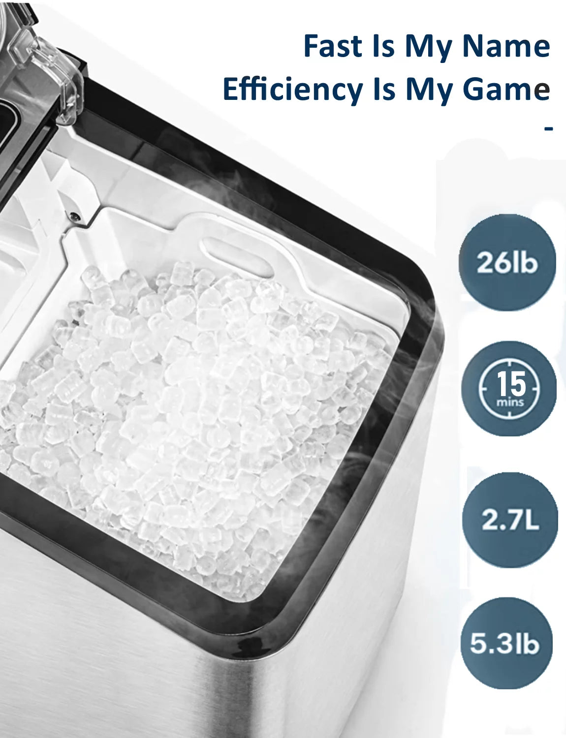Countertop Stainless Steel Nugget Ice Maker M3924