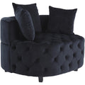 Black Velvet Tufted Round Accent Chair U4388