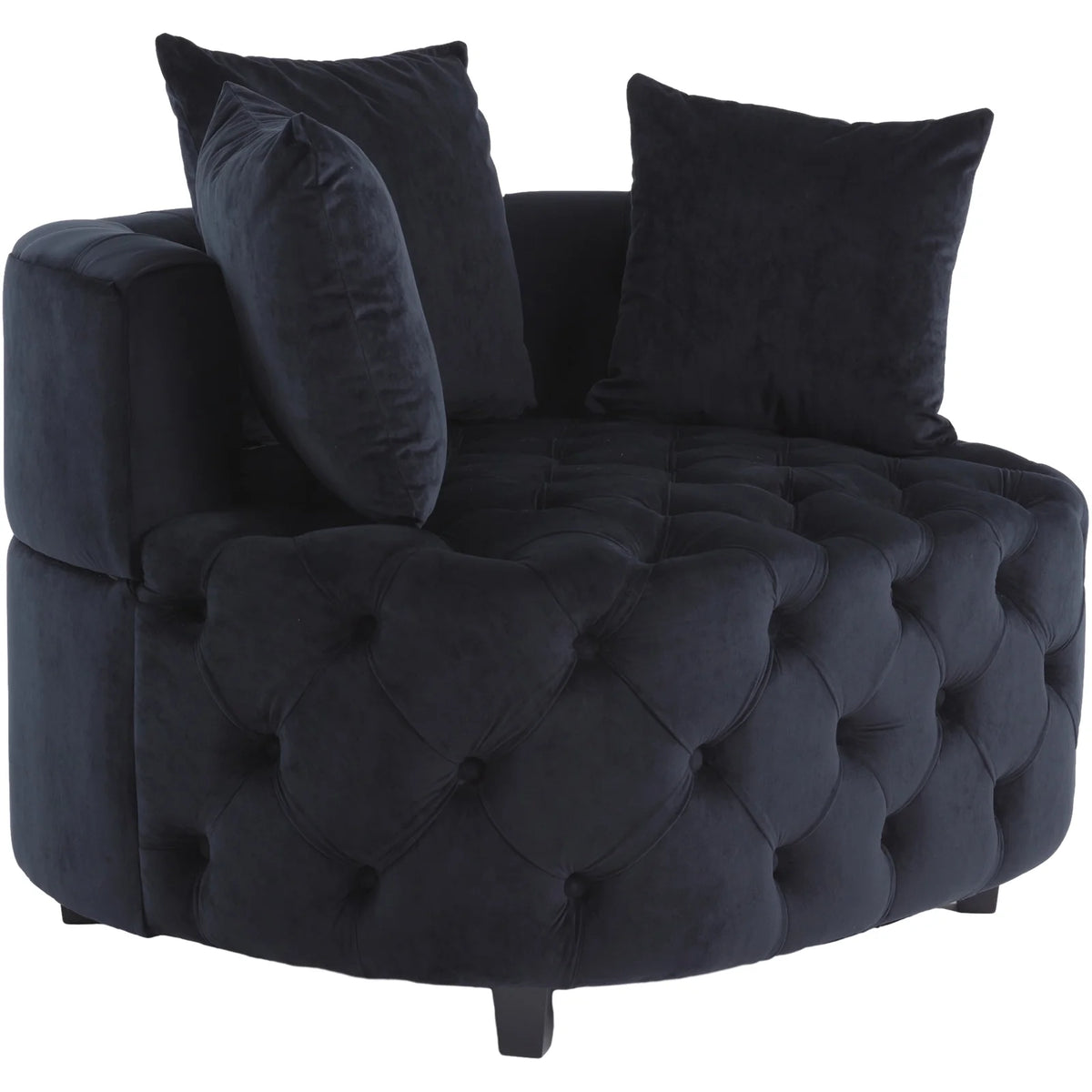 Black Velvet Tufted Round Accent Chair U4388