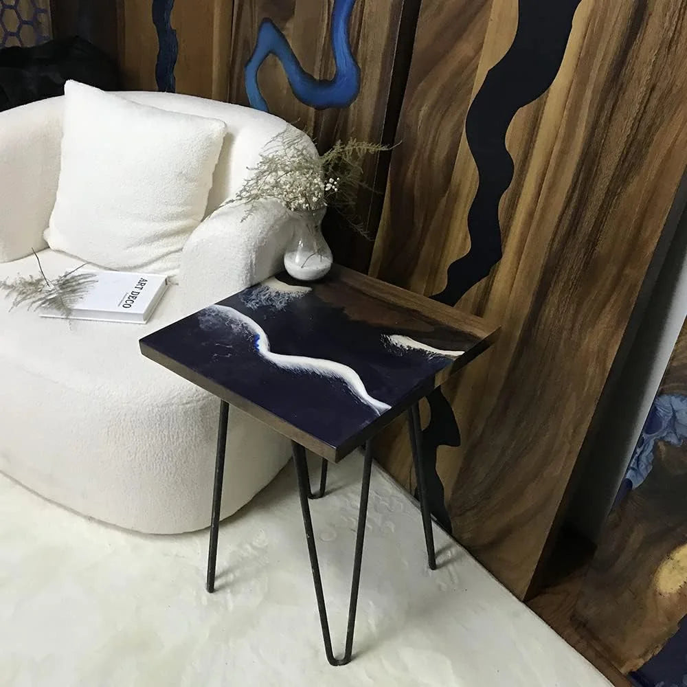 Natural Edge Wood Resin River Coffee Table Hairpin Legs Z34465