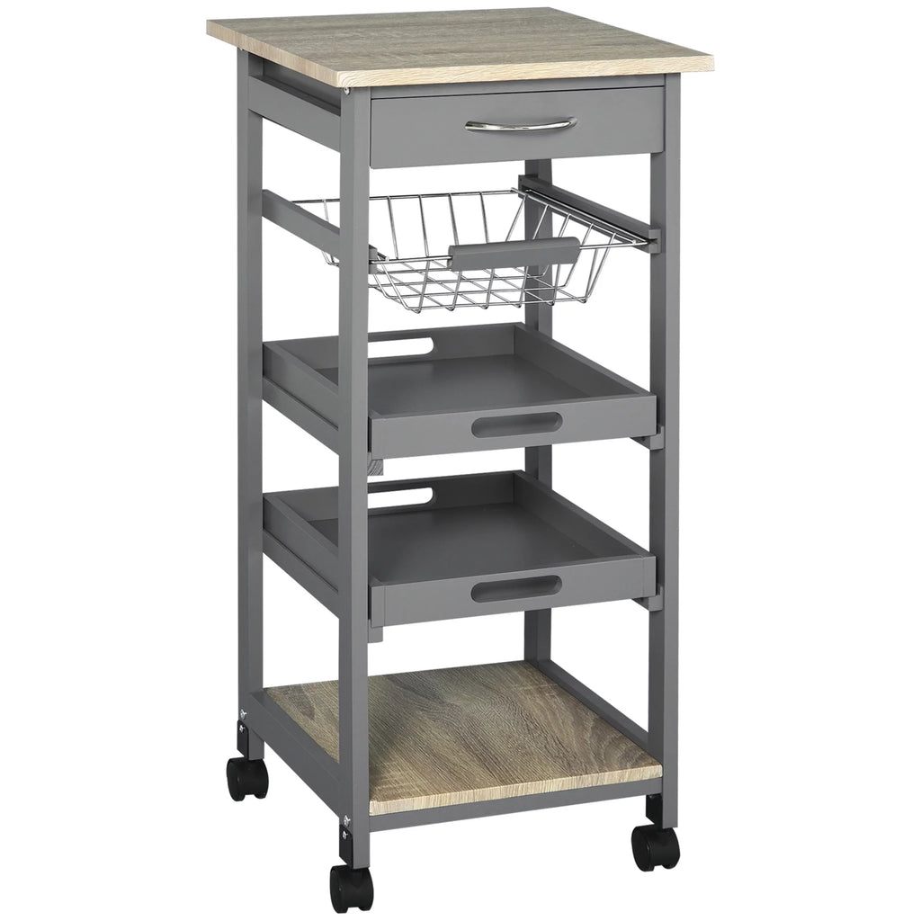 Grey Rolling Kitchen Island Cart with Drawer Z15170