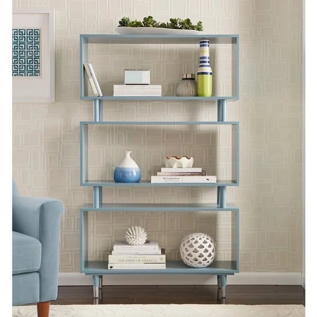 Mid-Century Modern 3-tier Bookshelf Antique Blue C16907