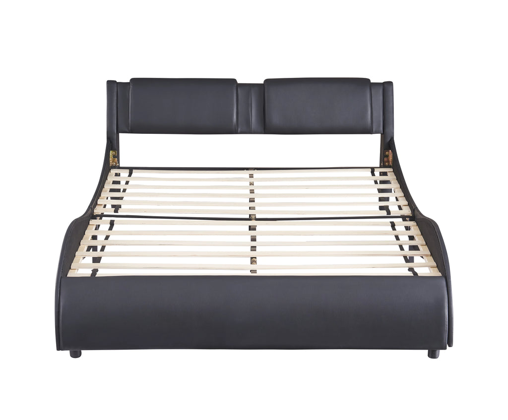 Full Size Black Faux Leather Upholstered Platform Bed with Headboard M970