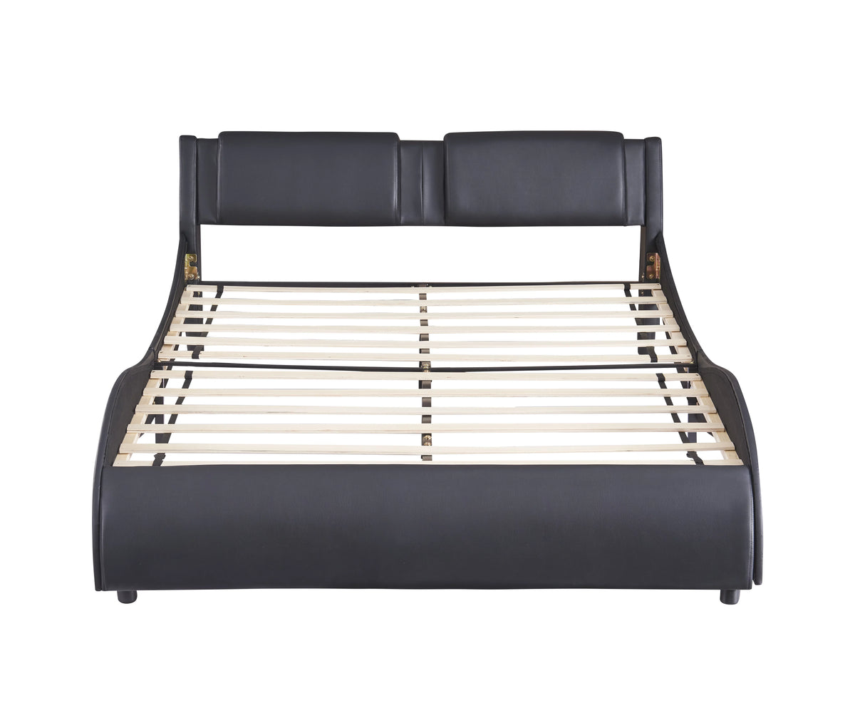 Full Size Black Faux Leather Upholstered Platform Bed with Headboard M970