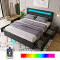 Grey Full Size Upholstered Platform Bed Frame with 4 Storage Drawers I2046