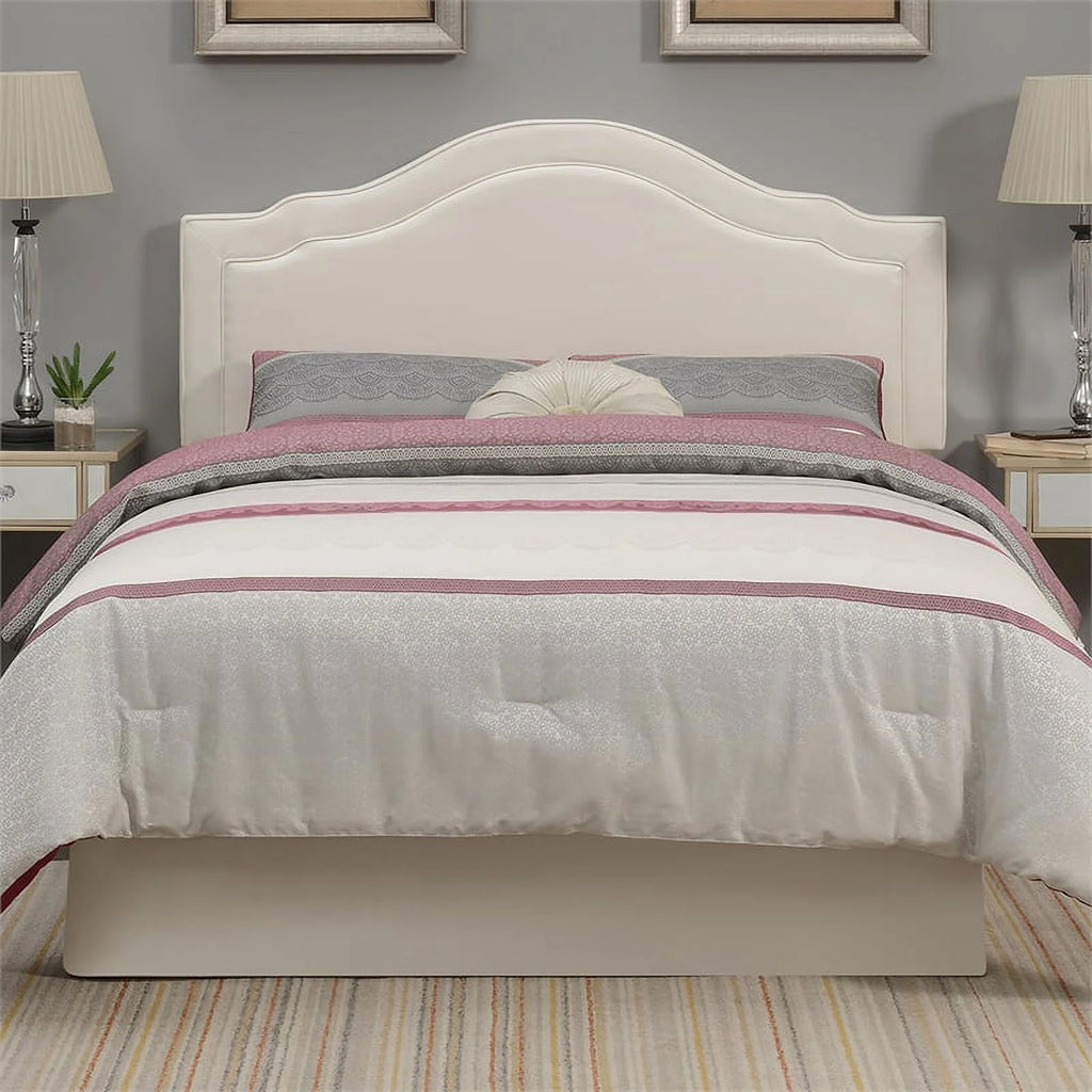 Cream Faux Leather Queen Headboard A23895