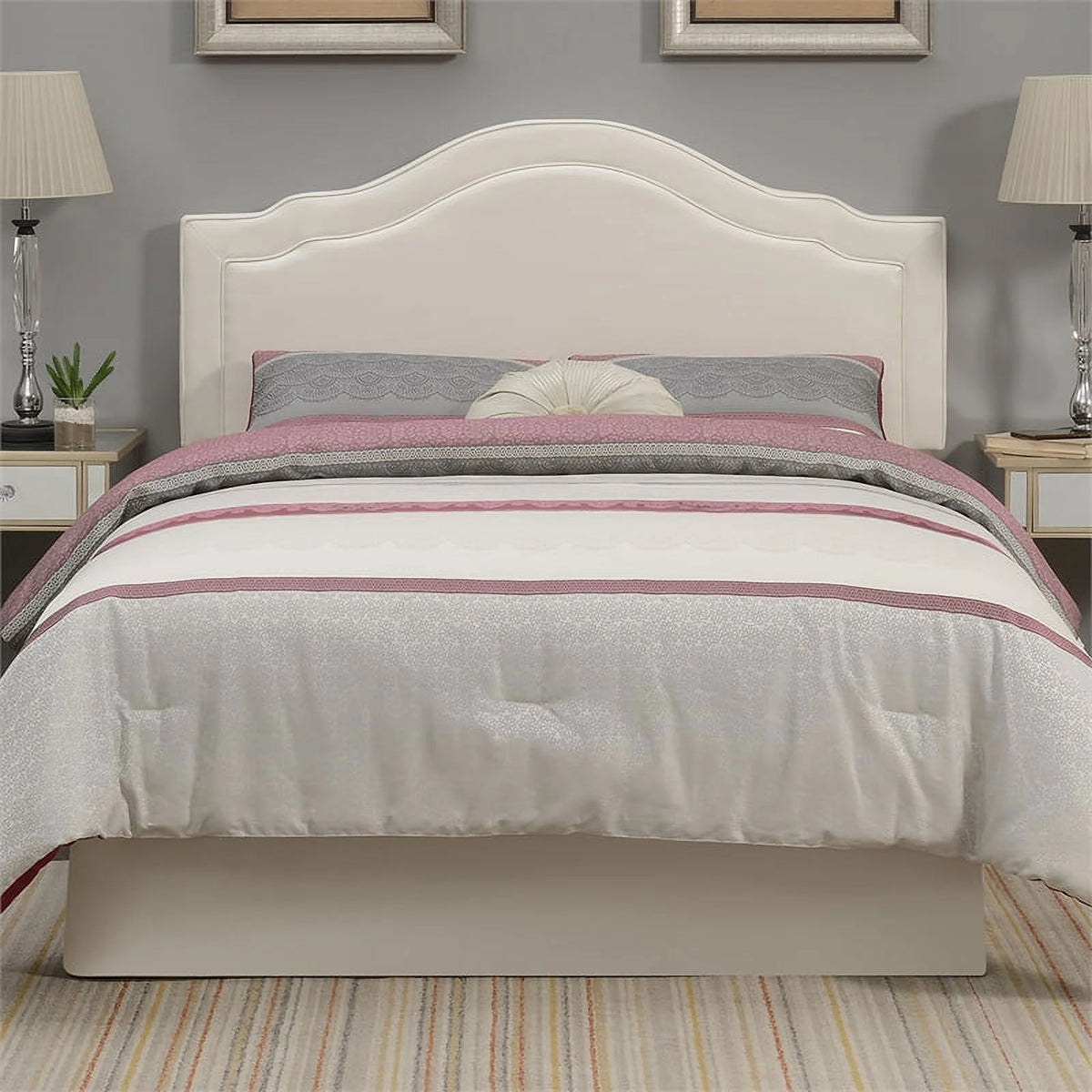 Cream Faux Leather Queen Headboard A23895