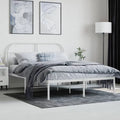 Metal Bed Frame with Headboard White T733