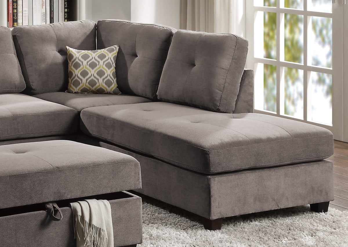 Charcoal Waffle Suede Reversible Chaise Sofa L839