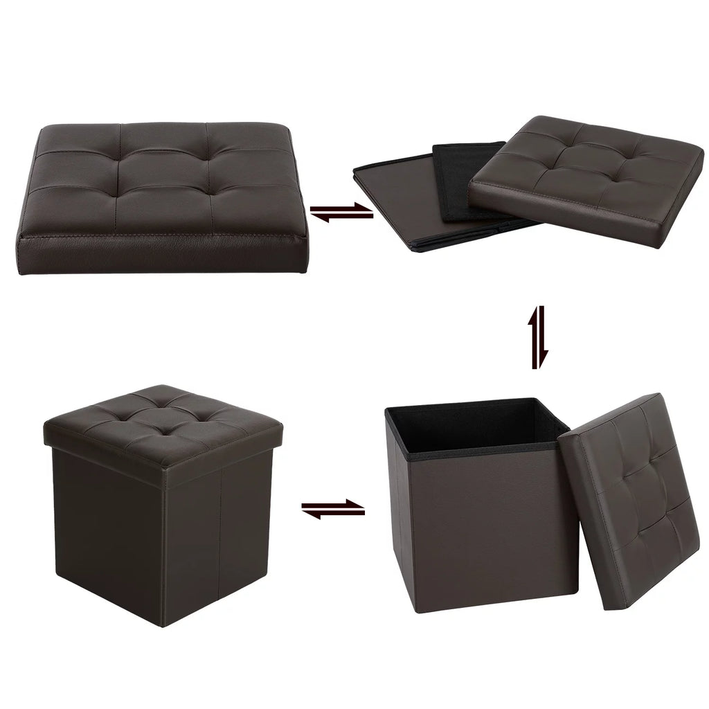 12.6" Pack of 2 Brown Storage Ottoman Cube X4836