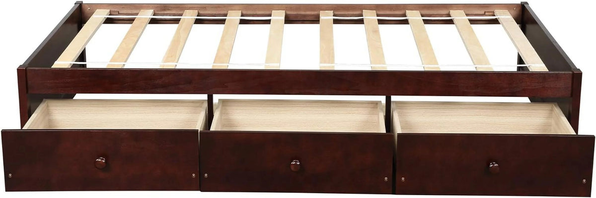 Cherry Wood Storage Bed with 3 Drawers R75052
