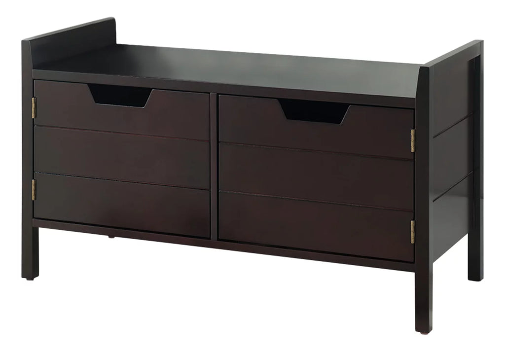Espresso Wood Shoe Bench with Cabinet Storage Y740509