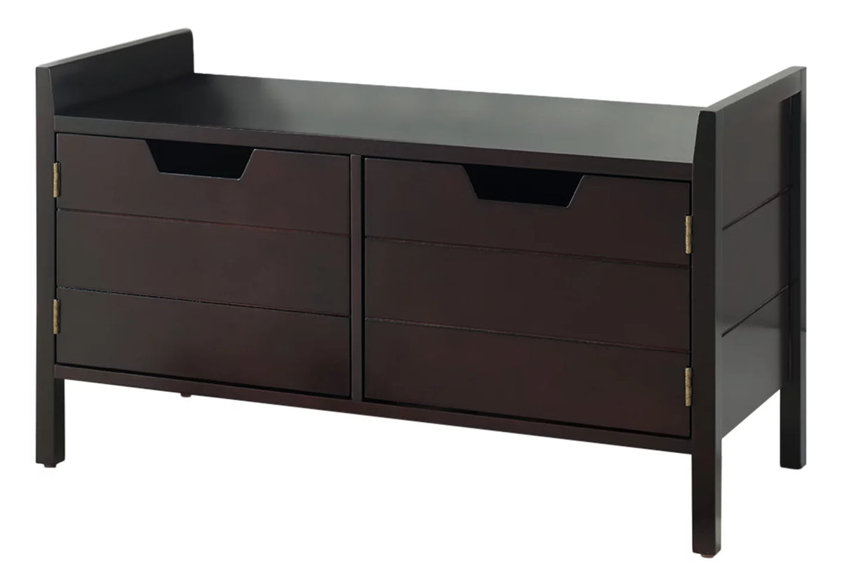 Espresso Wood Shoe Bench with Cabinet Storage Y740509