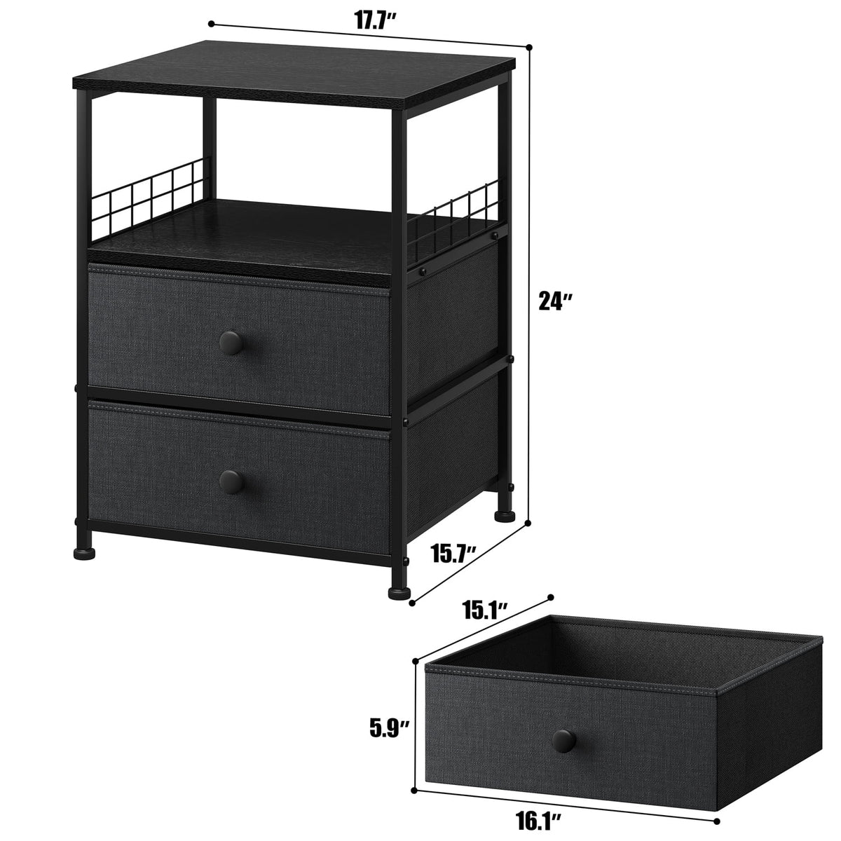 Dark Grey Metal End Table N711
