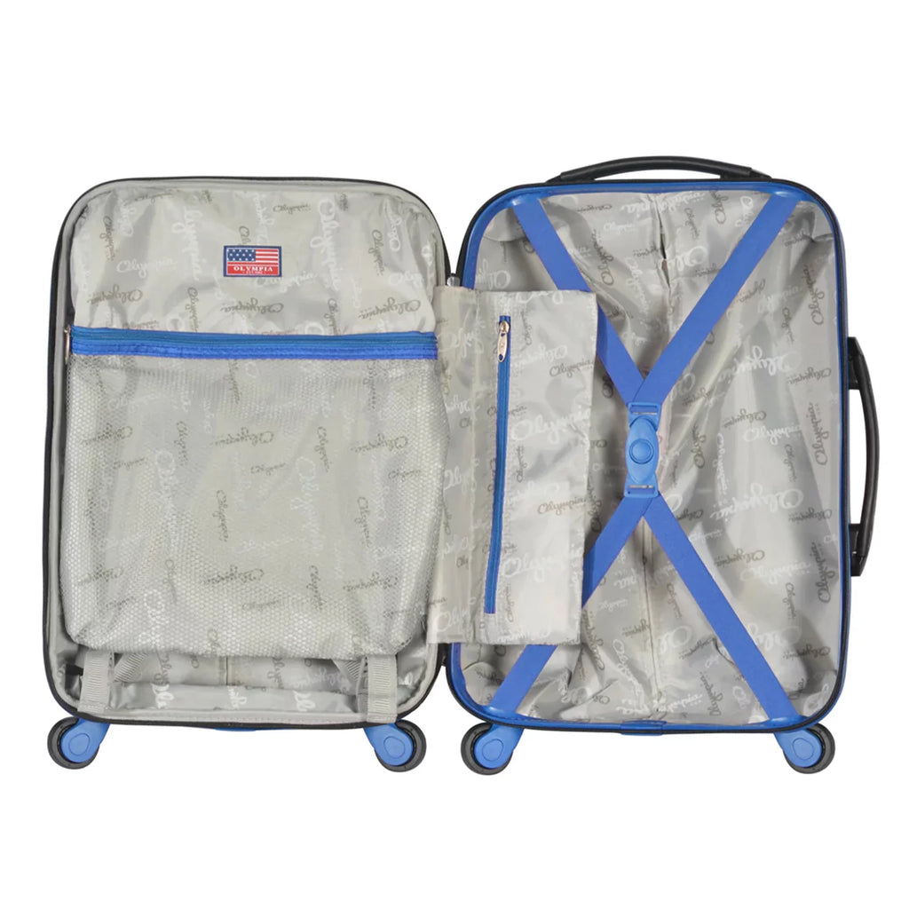 Expandable Hardside Carry-On Luggage Spinner Suitcase with Laptop Compartment, Black/Blue S54527