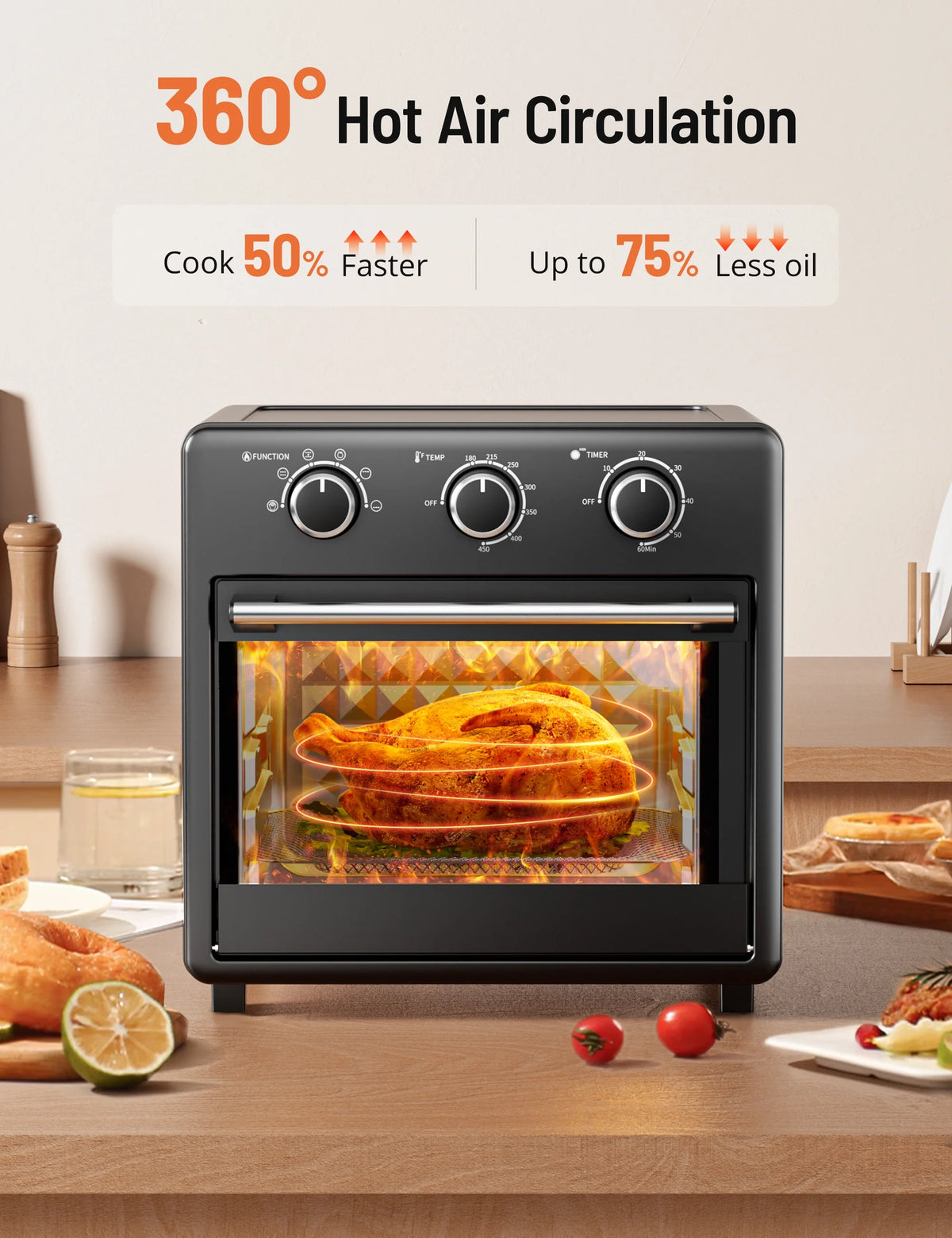 17QT Large Capacity 6-in-1 Air Fryer Toaster Oven F49235