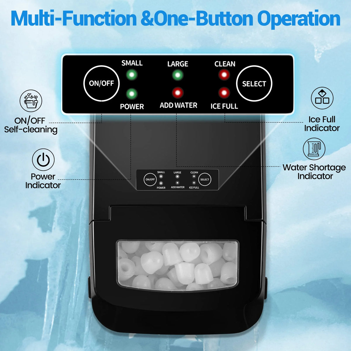 Countertop Ice Maker Machine 2 Ice Sizes 26.5 lbs 1.1L P269
