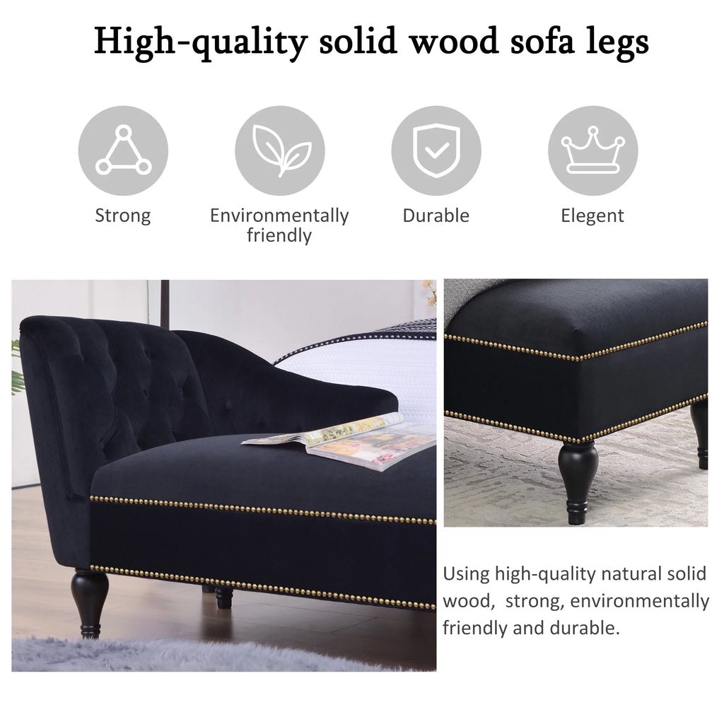 Black Tufted Upholstered Chaise Lounge Z7593