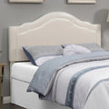 Cream Faux Leather Queen Headboard A23895