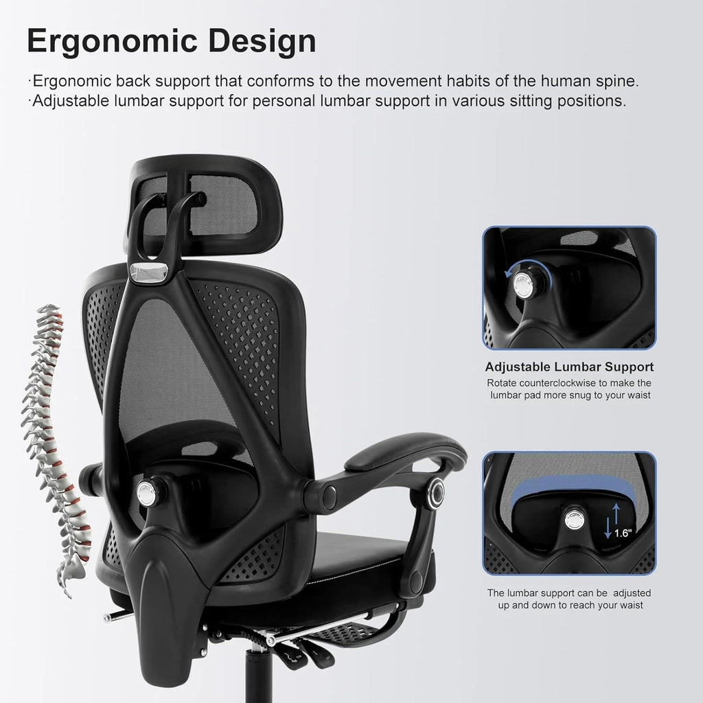 Black Ergonomic High Back Office Chair with Lumbar Support D105373
