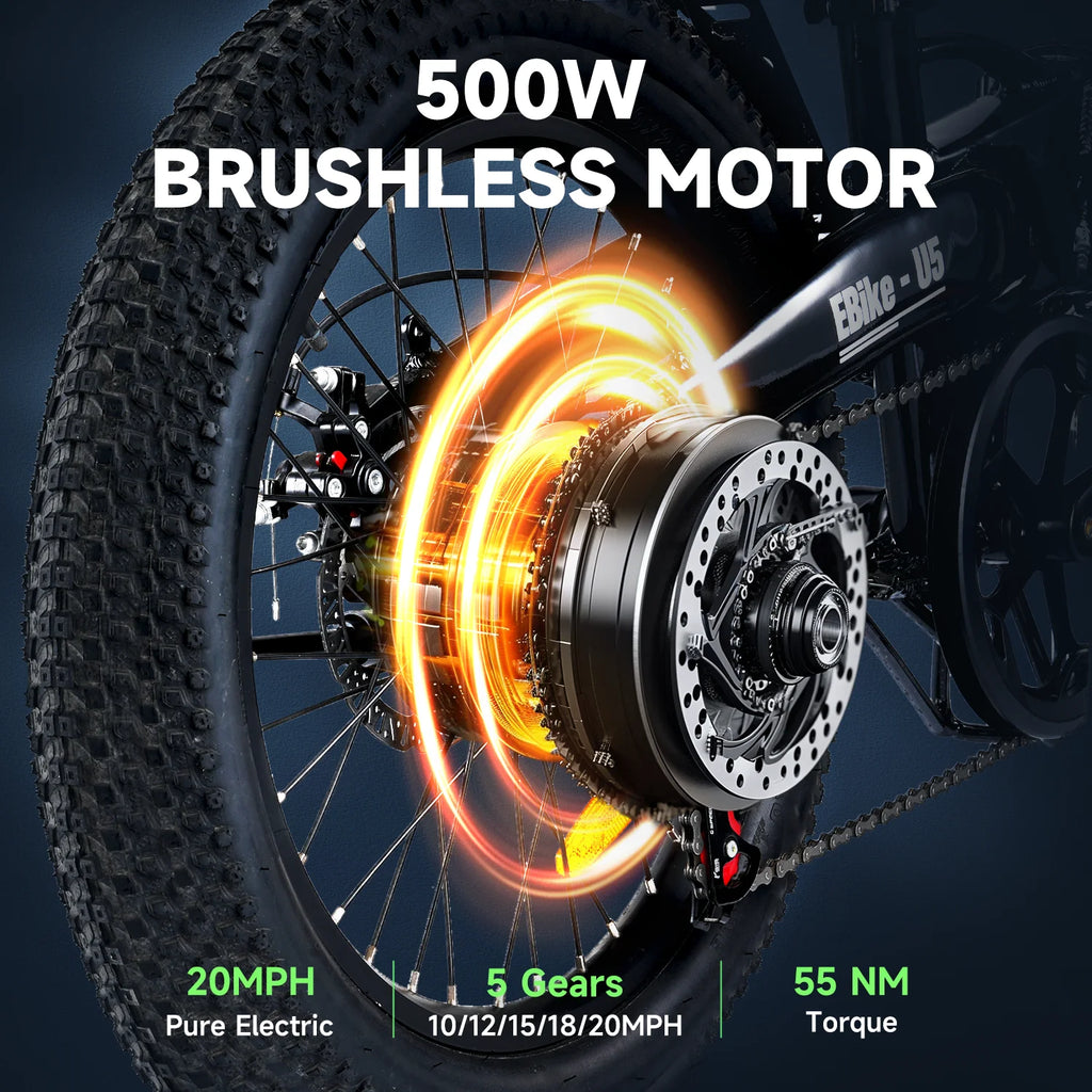 500W 20MPH 48V Removable Battery Folding Electric Bike U8574