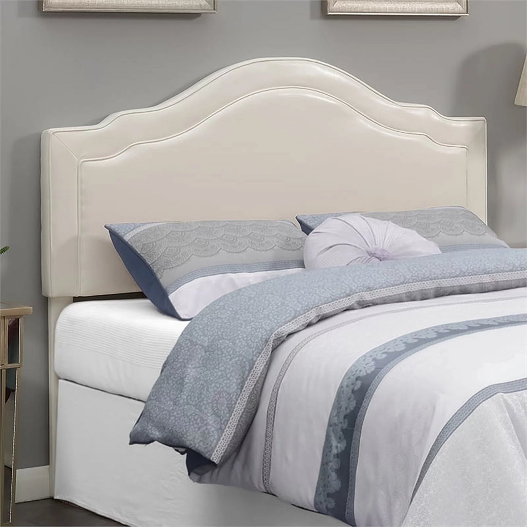 Cream Faux Leather Queen Headboard A23895