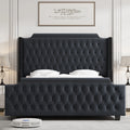 Queen Size Velvet Button Tufted Upholstered Bed with Headboard and Footboard L648
