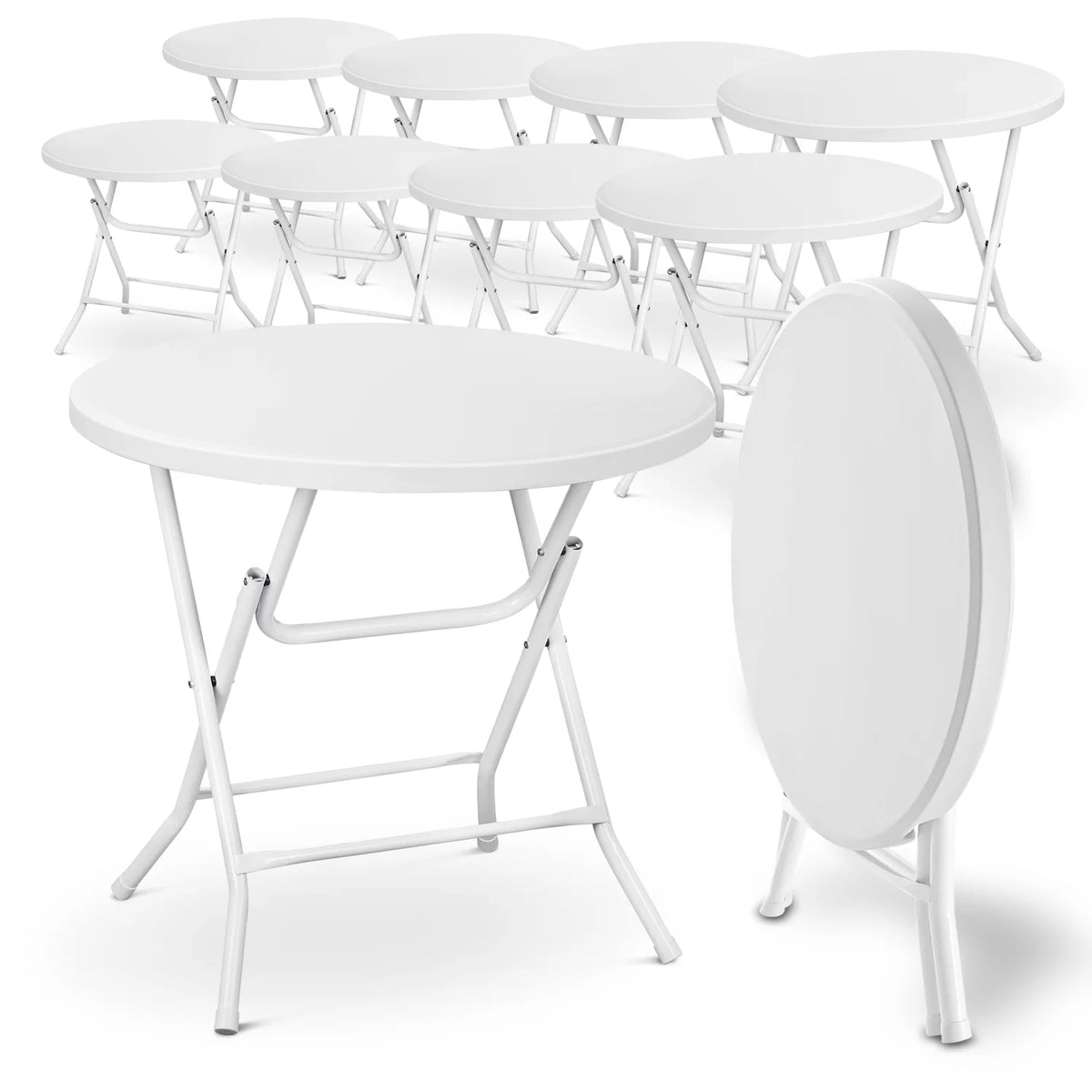 10 Pack 2.6Ft White Round Folding Table Q902