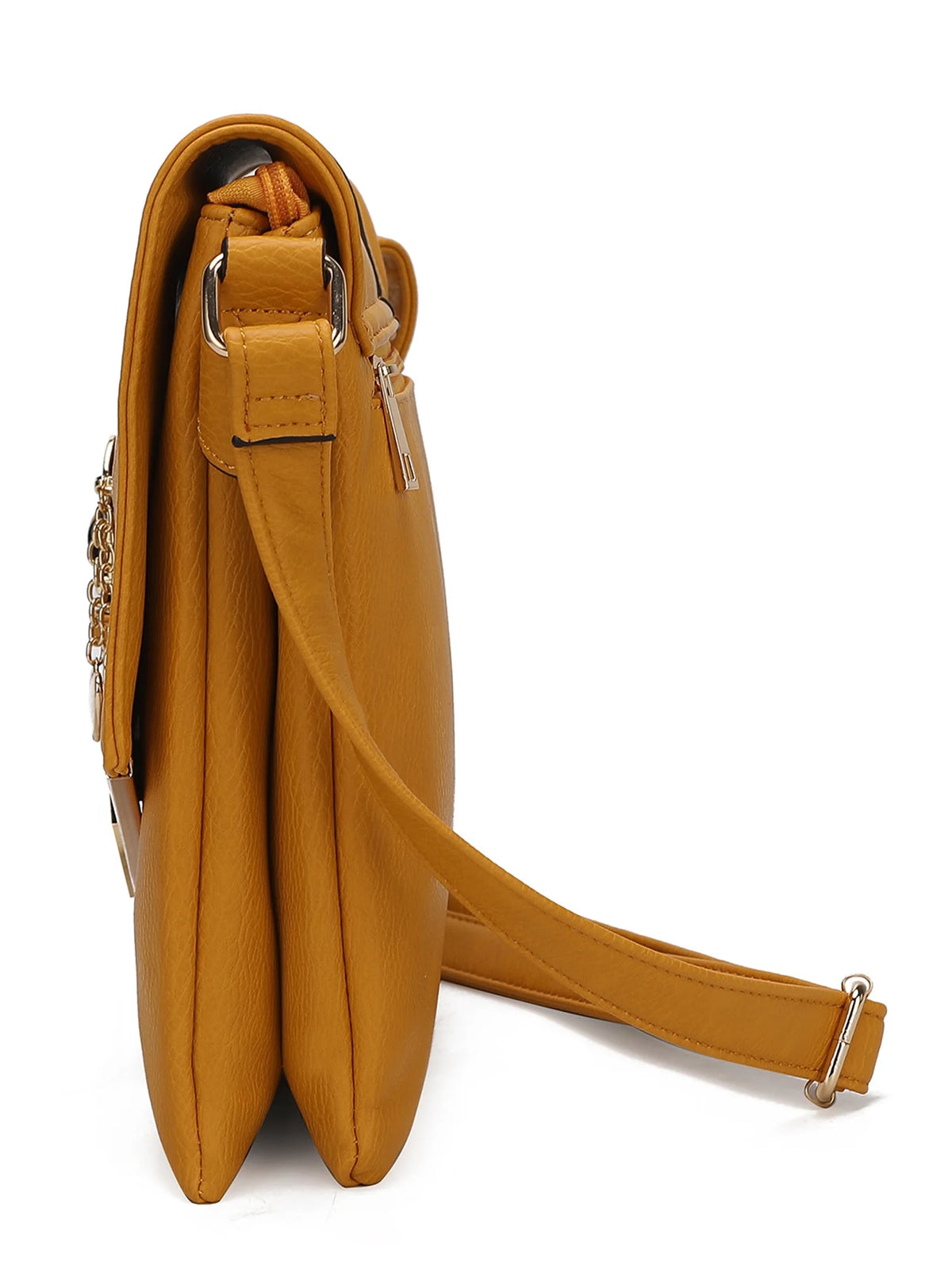 Mustard Vegan Leather Crossbody Bag C7734
