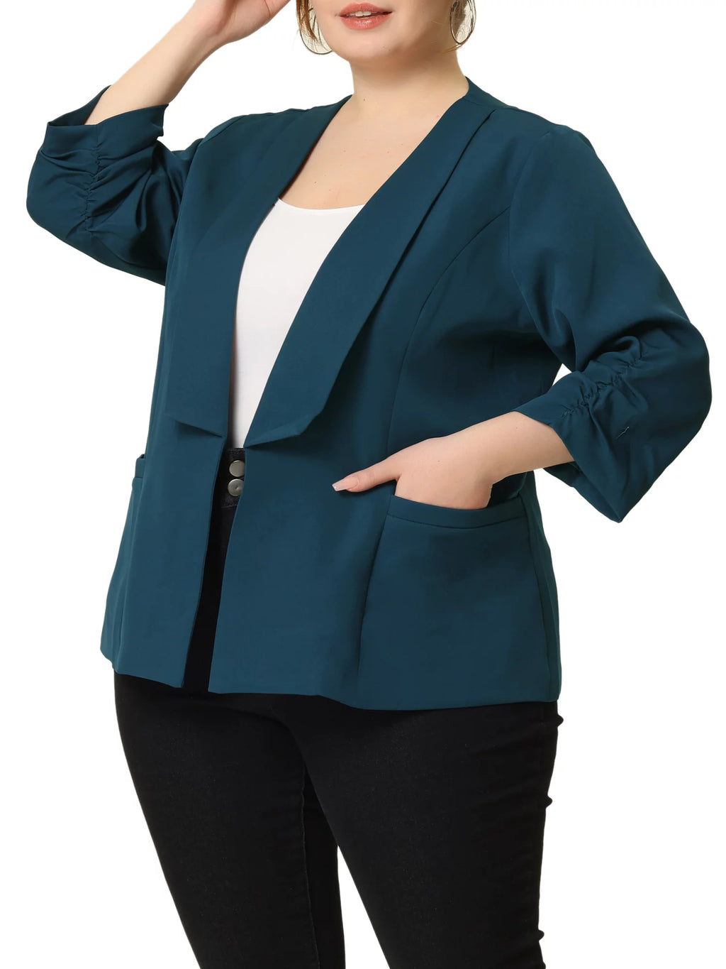 Plus Size 3/4 Sleeves Boyfriend Blazer N502