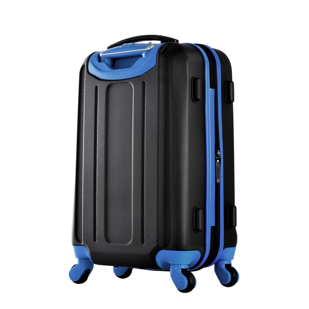 Expandable Hardside Carry-On Luggage Spinner Suitcase with Laptop Compartment, Black/Blue S54527